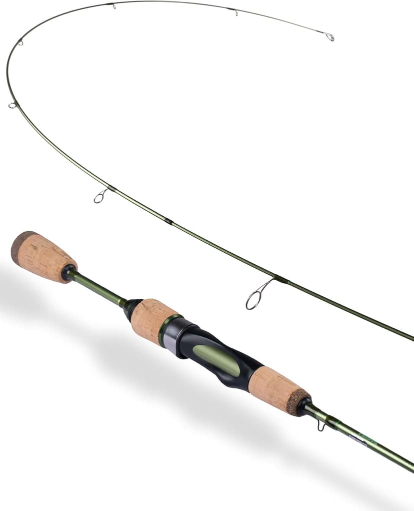 LITTMA Wild Streams Ultralight Spinning&Casting Trout Rod, 2-Piece Fishing Rod for Crappie, Panfish & Micro Fishing, Green Carbon Fiber Blank with Cork Handle, 5’6”/6’/6’6”/7’