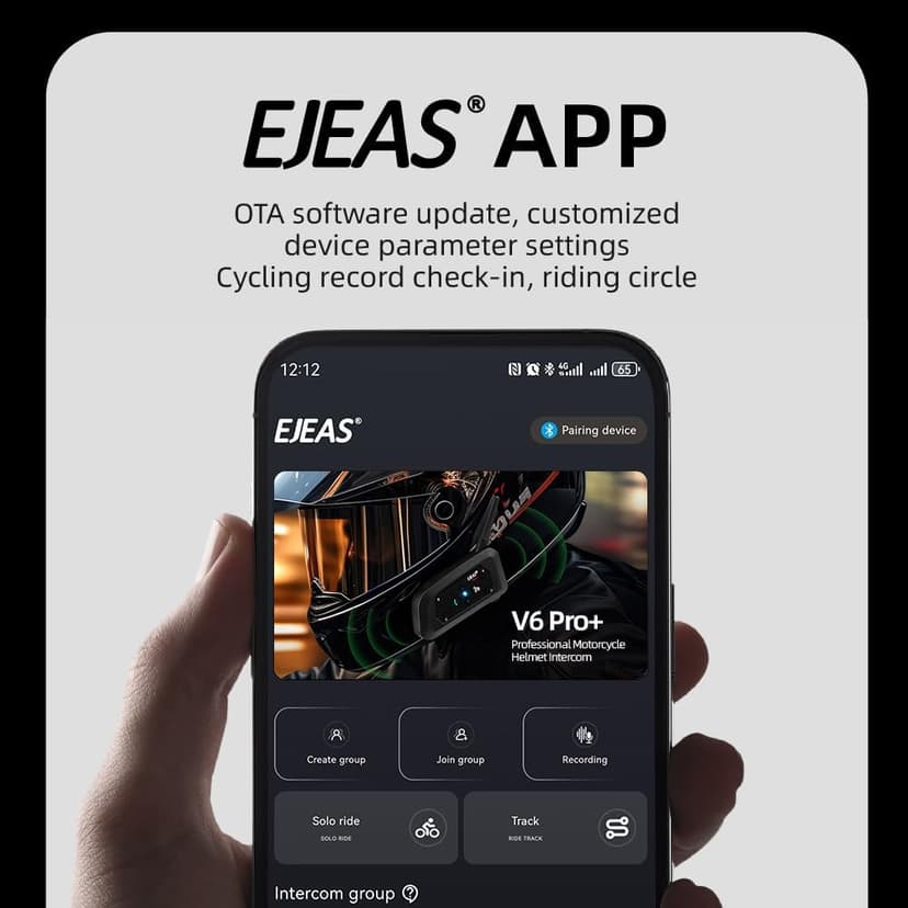 EJEAS V6 Pro Bluetooth Mesh Communication Systems Headset with 1200m Waterproof/Noise Reduction/Hands-Free Calls/Music & GPS, Motorbike/ATV/Dirt Bike/Skiing/Motorcycle Helmet Intercom(2 Pack)