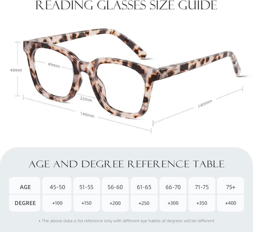 Reading Glasses for Women Men - Blue Light Blocking Magnifying Readers,Square Anti-Glare Computer Eyeglasses