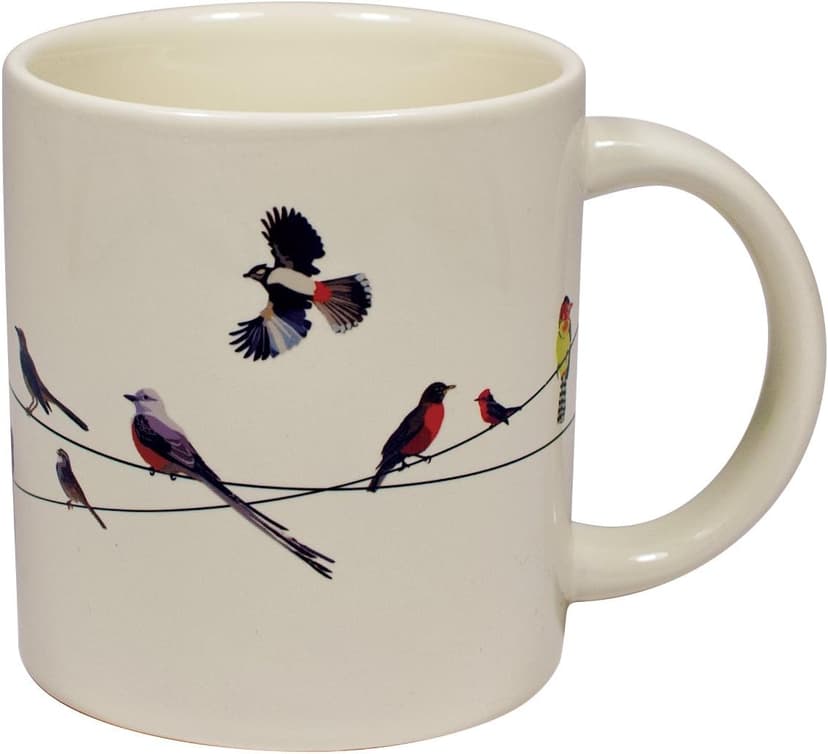 The Unemployed Philosophers Guild Birds on a Wire Heat Changing Mug - Add Coffee and Colorful Birds Appear, Comes in a Fun Box