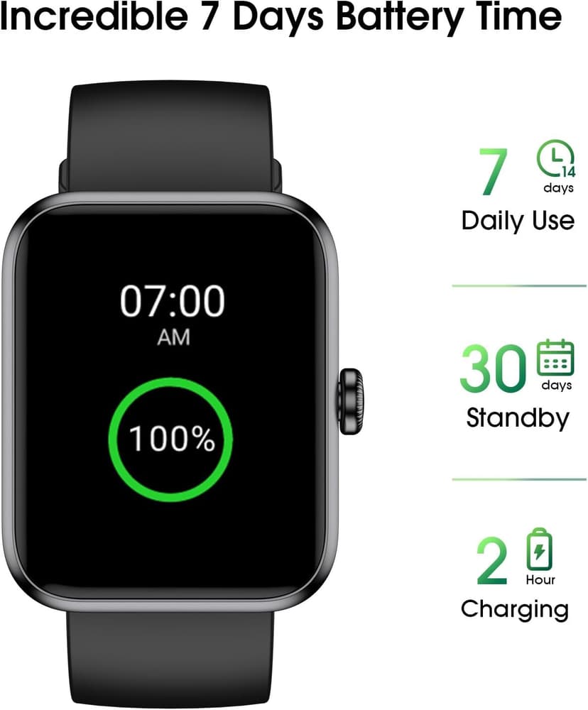 TYKOIT TYKOIT Smart Watch, Fitness Tracker with Heart Rate Monitor, Blood Oxygen, Sleep Tracker, 41mm Touchscreen Smartwatch for Android iOS Swimming Waterproof Pedometer Step Calories Tracker for Women Men