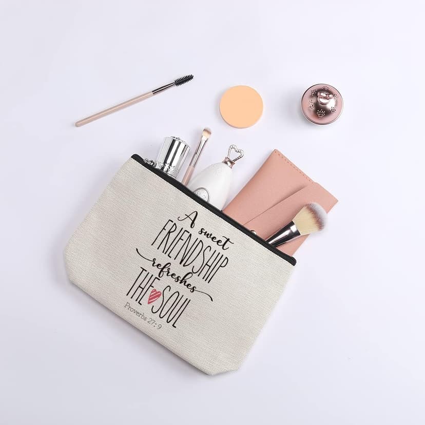 Friendship Gifts for Women, Christian Gifts for Women Friends, Secret Sister Gift for Best Friend Birthday Valentines Day Makeup Bag Cosmetic Bag