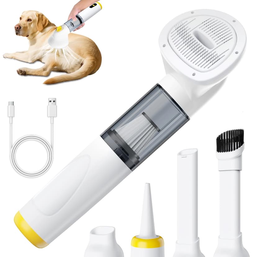 Cordless Dog Vacuum Groomer Kit,Cordless Rechargeable Vacuum Dog Brush for Hair,Handheld mini Pet Vacuum Brush,4200Pa Pet Grooming Cleaner With Comb Hair,Suitable for All Types of Cats and Dogs