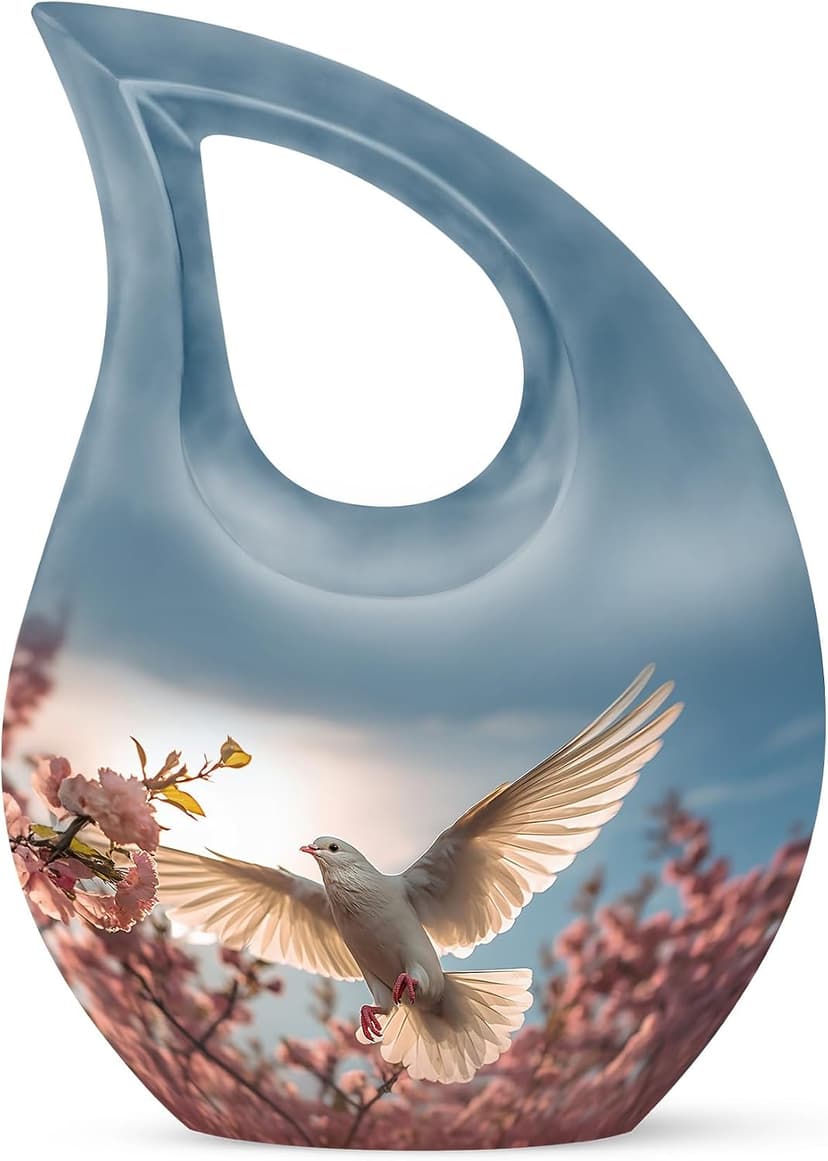 Dove Funeral Tiny Urn for Ashes, Memorial Gifts for Male & Female, Burial for Human Ashes, Tear Drop Cremation Urn for Brother & Sister, 3 Inch Keepsake B0FBWXDBQD