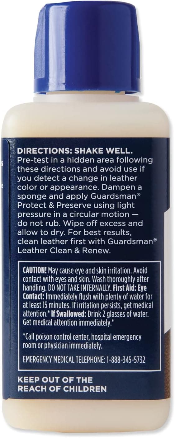 Guardsman Protect & Preserve Leather Protector for Leather Furniture & Car Interiors | Small Leather Goods and Leather Shoe Cleaner, 8.4 Fluid Ounces