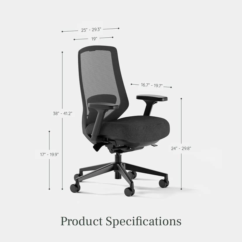 Branch Ergonomic Chair Pro - Mesh Office Chair with 14 Points of Adjustment - Height, Depth & Tilt Adjustable - 5D Armrests - Forward Tilt, Smooth Recline, and Lumbar Support - Black