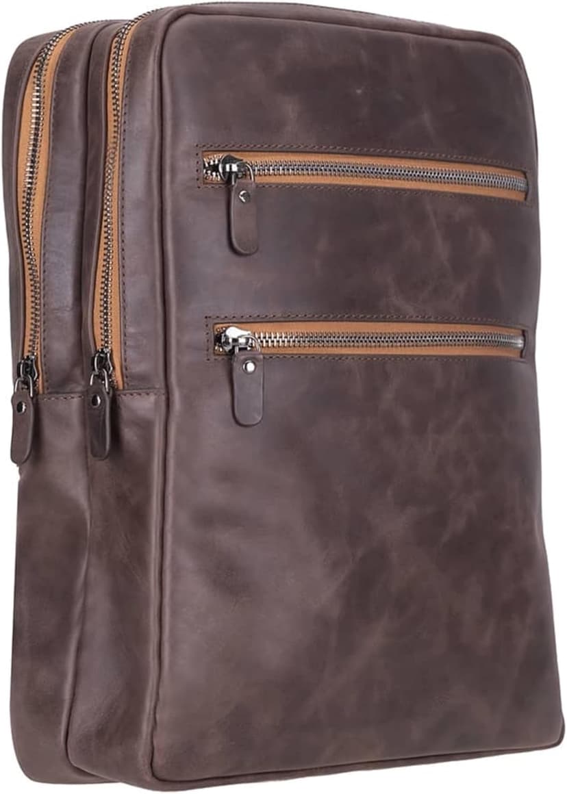 TORONATA Osceola Genuine Leather Laptop Backpack for Men & Women, Handmade Leather Backpack Fits 16 Inch Laptop (Dark Brown)