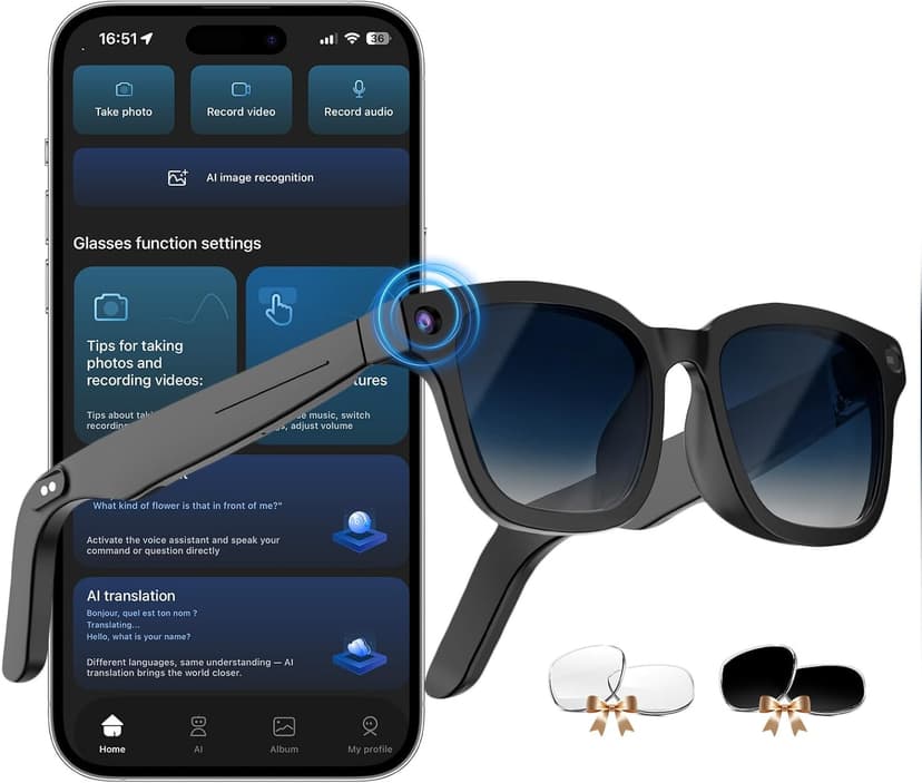 AI Smart Glasses with ChatGPT, 8MP Camera Glasses with Camera and Audio, AI Translation Sunglasses with 164 Languages, Bluetooth Sunglasses with Voice /Calling, 8-Hour Music Playback, Gradient Blue