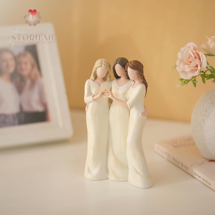 Storieme Storieme Friend Birthday Gifts for Women: Unique 3 Sisters Friendship Resin Figurines Statue - Sister Gift from Sisters - Special Christmas Friendship Day Present for Besties Female