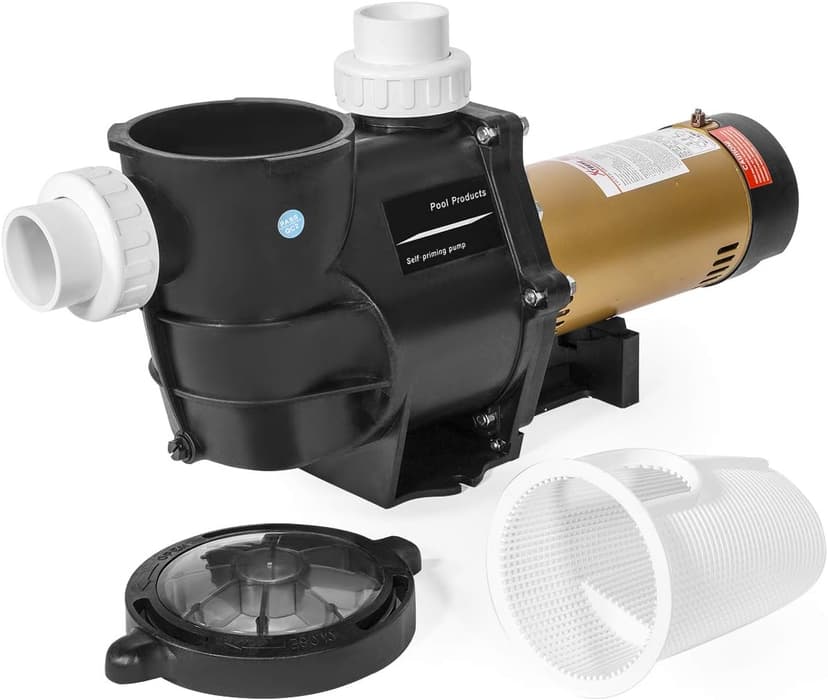 XtremepowerUS 2HP In-Ground Swimming Pool Pump Dual Speed High Flow 2" Inlet 230V High Flo 2-Speed w/ Slip-On Fitting Adapter, 5,820 GPH with Filter Basket
