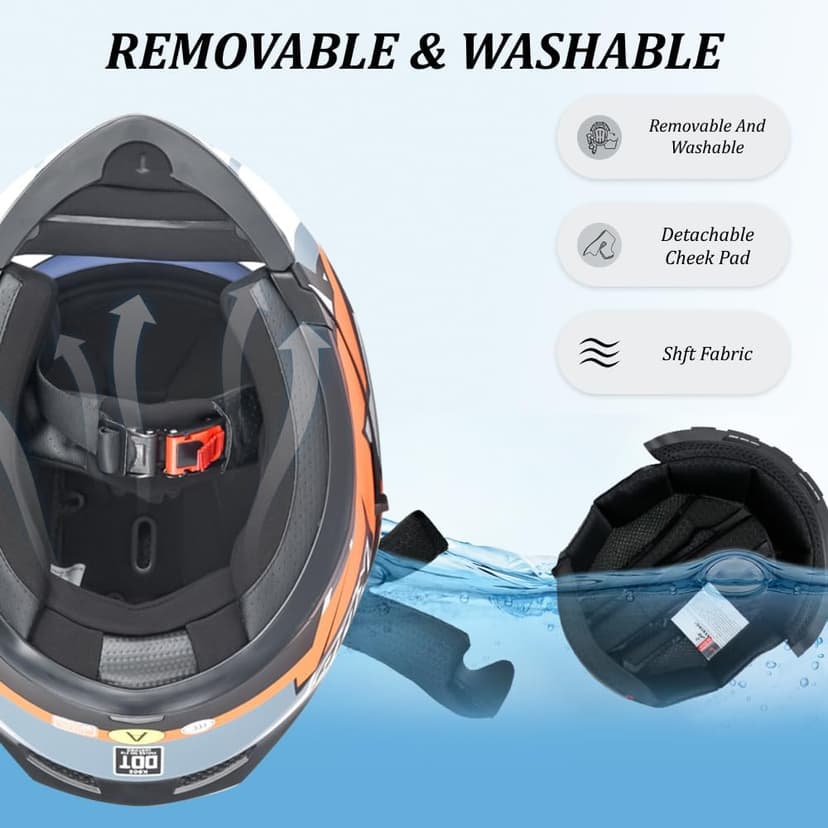 Bluetooth Motorcycle Helmets DOT Approved, Flip-Up Full Face Modular Helmet with Dual Visors, Noise Cancelling Dual Speakers for Adults