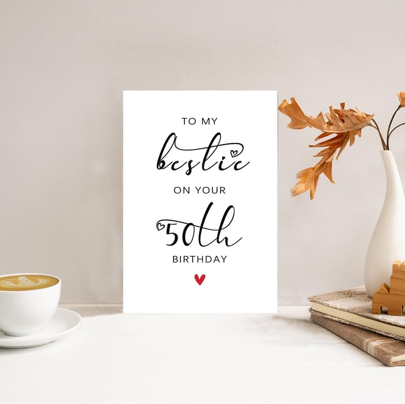 Bestie 50th Birthday Card, 50th Birthday Card for Her Women Best Friend, 50th Birthday Gifts for Sister Female Friend, To My Bestie On Your 50th Birthday