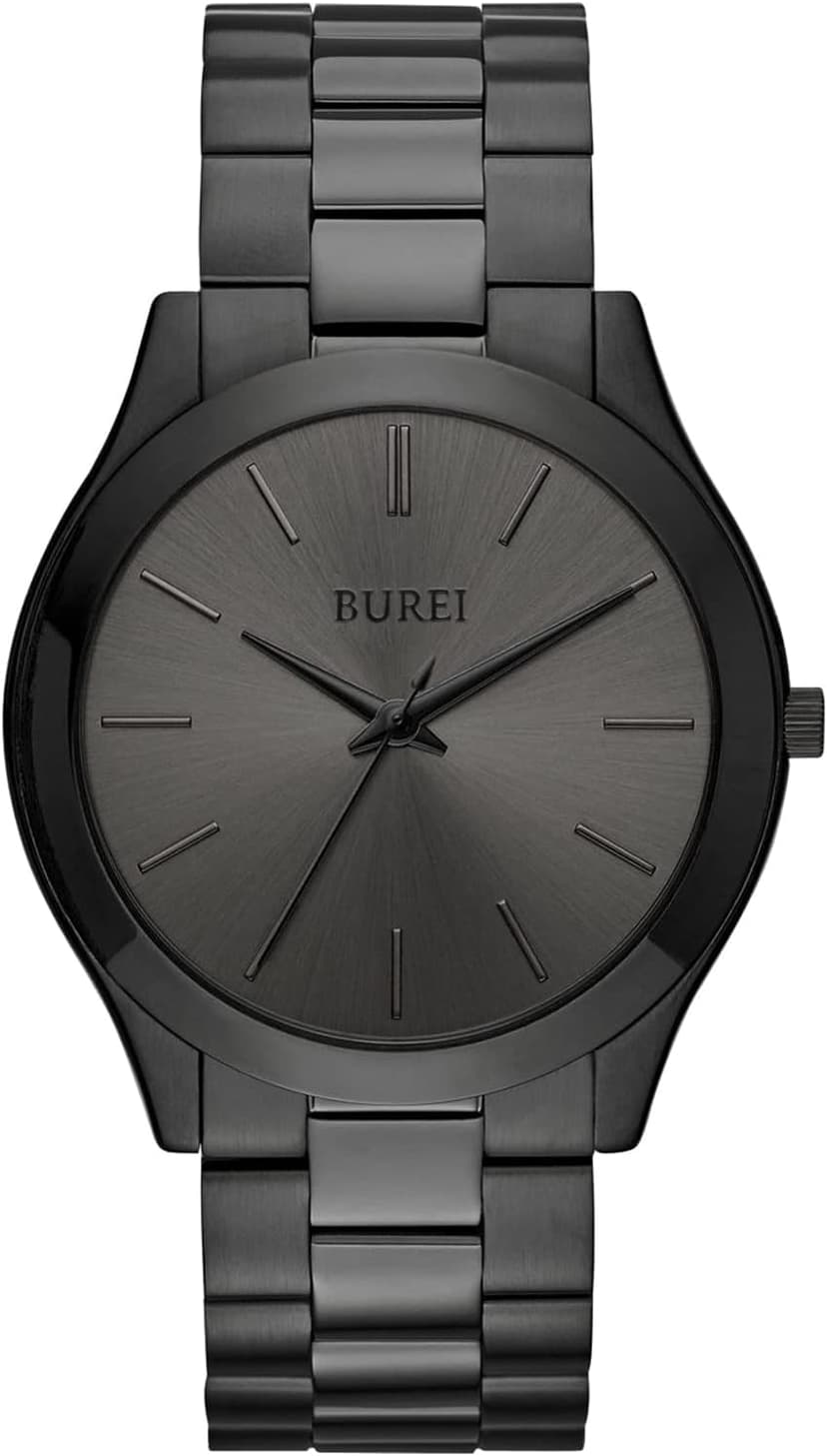 BUREI Men Watches Fashion Analog Stainless Steel Quartz Waterproof Watches,Gift for Men.
