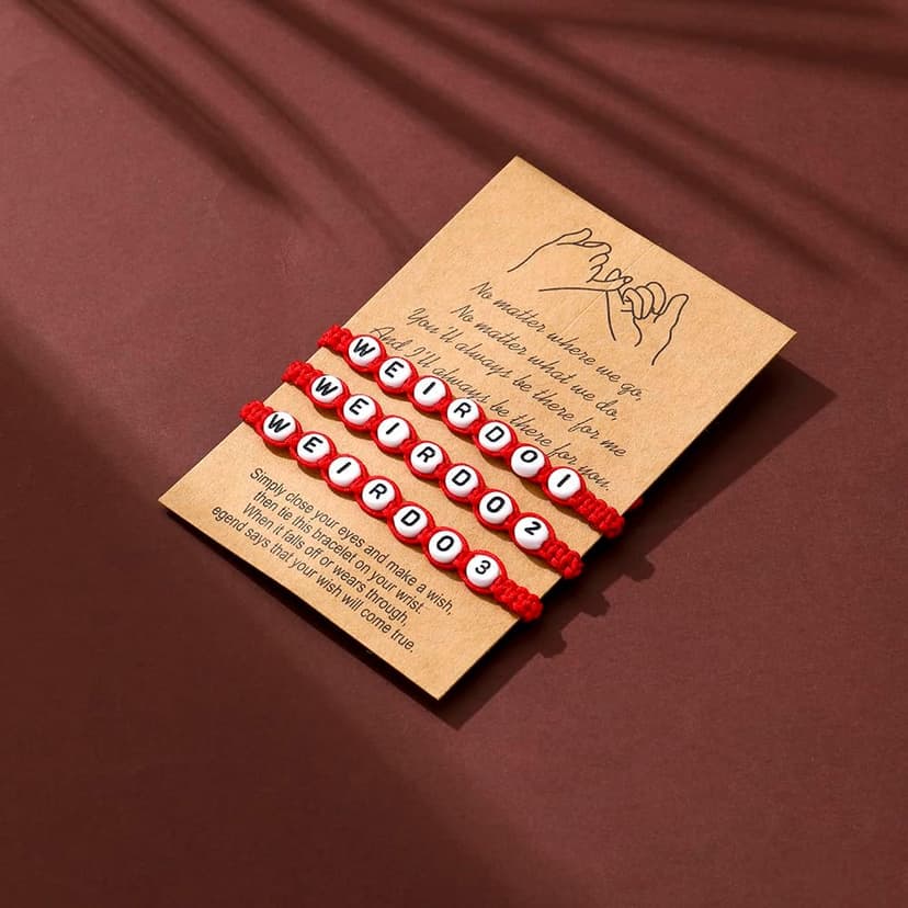 ANZWTLOYY Weirdo BFF Friendship Bracelets for 3 Handmade CHISMOSA Matching String Bracelets for Best Friends Couples Women Men