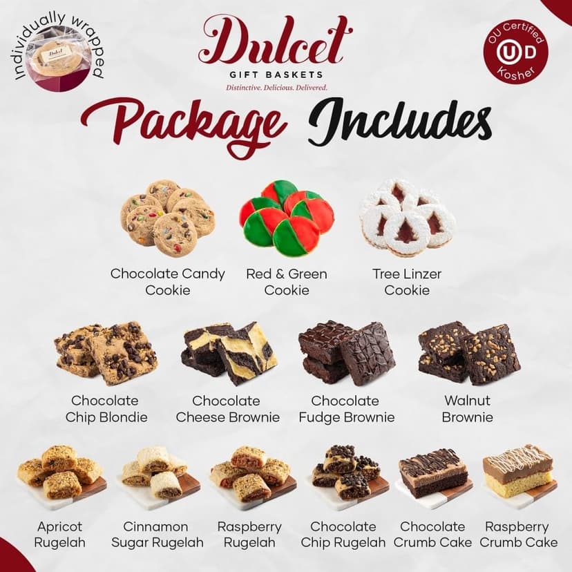 Dulcet Gift Baskets Merry Christmas Gift Baskets for Families Fresh Bakery Sampler Gift Basket Ideal Gift for Holiday Gifting to Women, Business Clients, Neighbors.