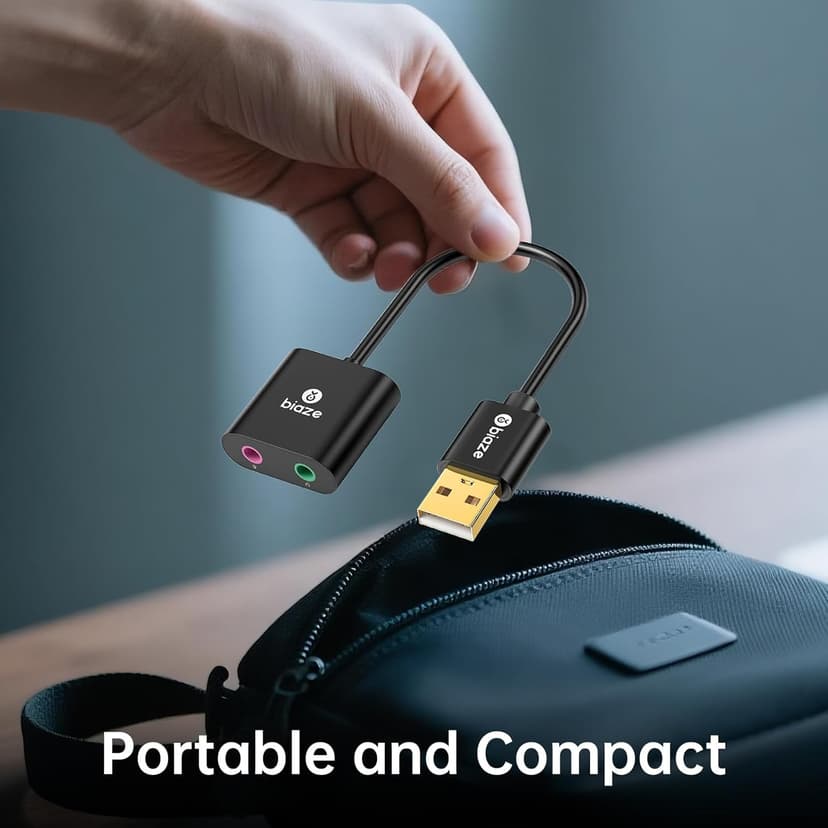 USB to 3.5mm Jack Audio Adapter External Sound Card with 3.5mm Headphone and Microphone TRS Jack to USB Compatible with Windows, Laptops, Desktops Windows, MAC, Linux, PC, PS5, PS4