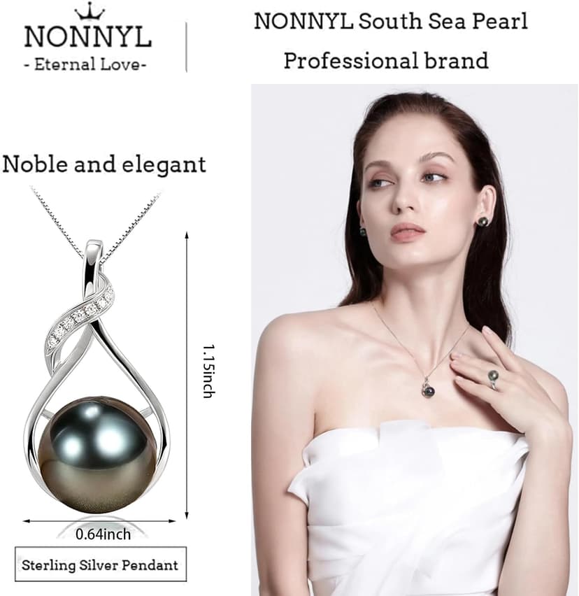 Gifts for Women Wife-Tahitian-Black-Pearl-Necklace-Gift for Wife Wedding Birthday Anniversary Jewelry-Mom Girlfriend Her Mothers Day Gifts for Mom Women Valentines Christmas Day