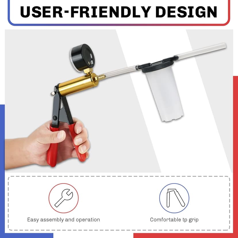 weyleity 2-in-1 Brake Bleeder & Vacuum Pump Kit | Essential for Brake & Clutch Maintenance, Handheld Vacuum Brake Bleeder Pump with Pressure Gauge, Adapters, and Case (Red)