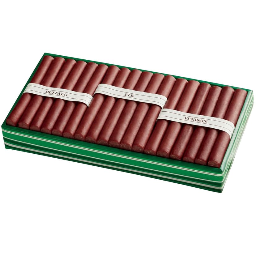 The Swiss Colony Wild Game Meat Sticks Gift Box - Includes Exotic Meats: Buffalo, Elk, and Venison Blended with Pork and Beef, Gift Package for Men