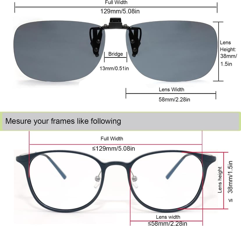 MONICE Fishing Clip on Flip up Polarized Sunglasses Fit Over Prescription Glasses Driving UV Protection Gift Men Women