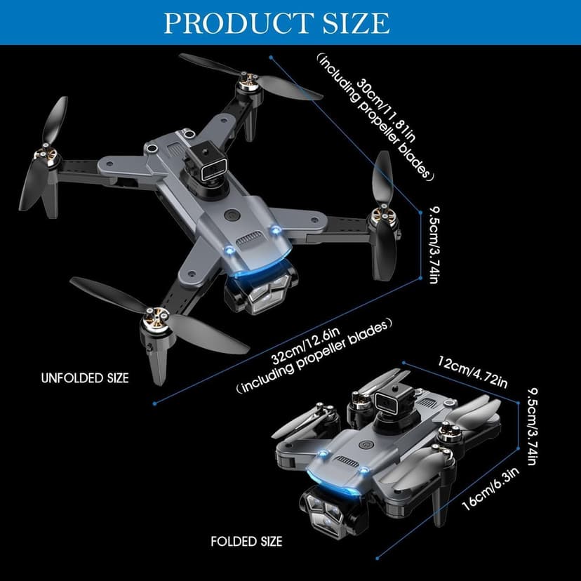 Drone with Camera for Beginners and Adults 4K, Foldable Remote Control Quadcopter, Altitude Hold, One Key Start, 3D Flips, 2 Batteries