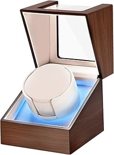 BEKESIN Watch Winder for Automatic Watches, Ultra Quiet Japanese Motor (<5 db), Premium Self Winding Rotating Wooden Watch Case with Soft Blue Ambient Light, Gifts for Him/Her/Dad