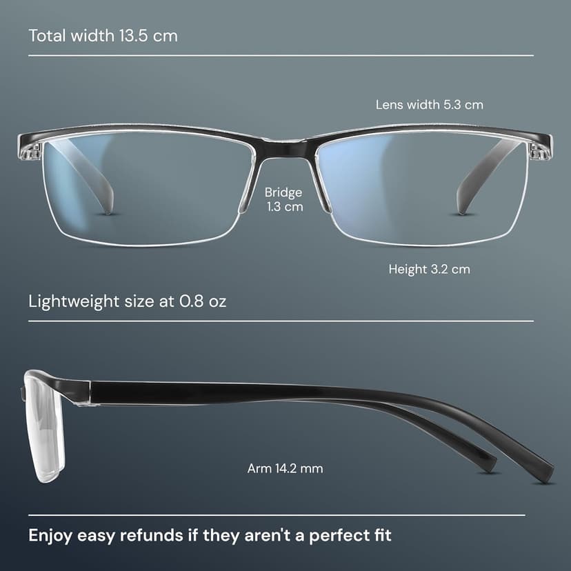 Gaoye Executive Style Reading Glasses Men - Durable Readers with Blue Light Filtering- Comfortable Fit with TR90 Frames