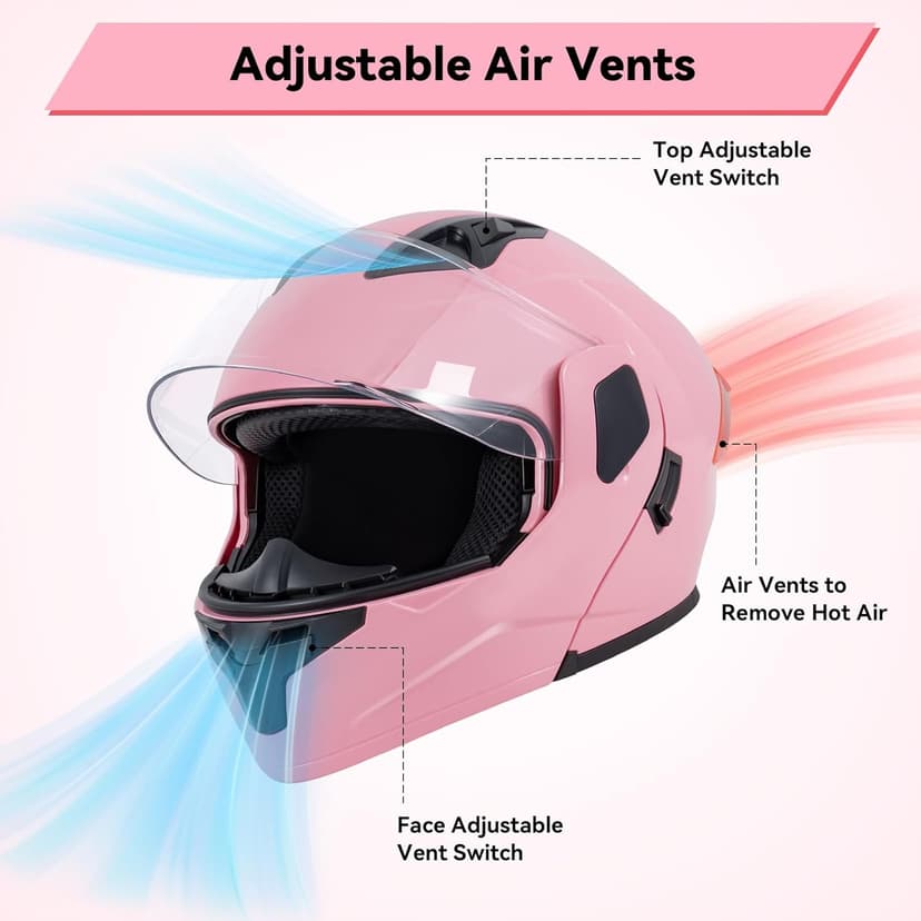 Adult Modular Motorcycle Helmets, DOT Approved Flip up Dual Visor Full Face Helmet for Men Women Moto ATV UTV Snowmobile ADV Four Wheeler Street Bike with Gloves & Mask
