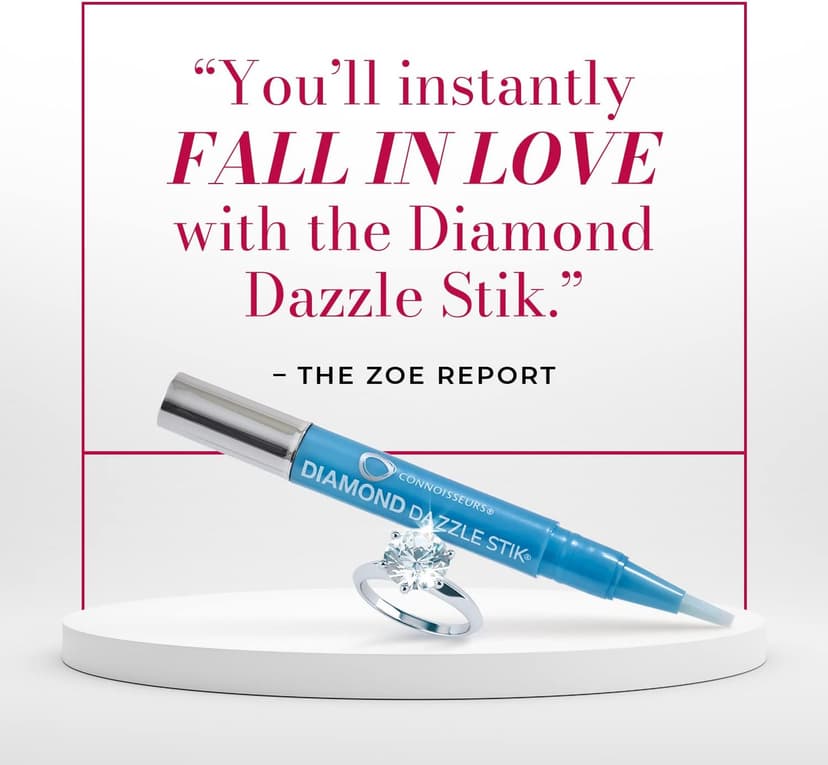 CONNOISSEURS Diamond Dazzle Stik - Portable Diamond Cleaner for Rings and Other Jewelry - Bring Out The Sparkle in Your Diamonds and Precious Stones