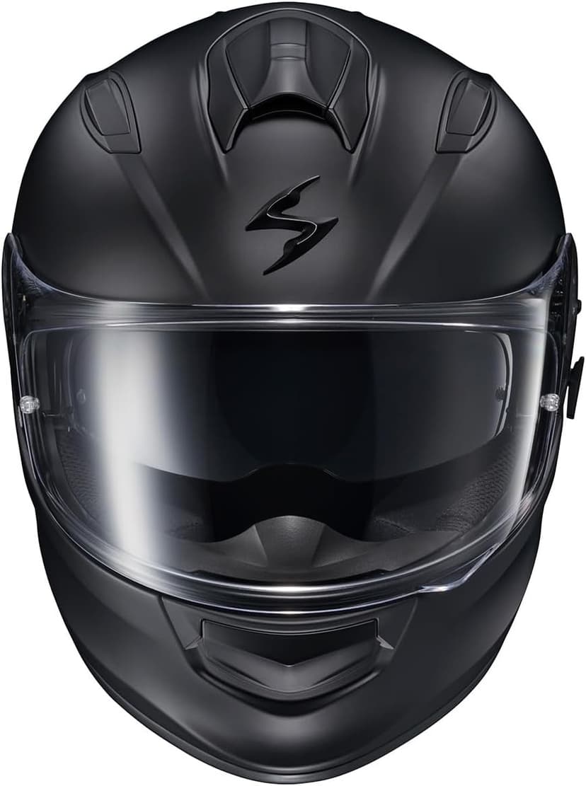 ScorpionEXO Ryzer Full Face Motorcycle Helmet with Pinlock Ready Shield with Integrated Speaker Pockets DOT ECE Approved Solid (Matte Black - X-Large)