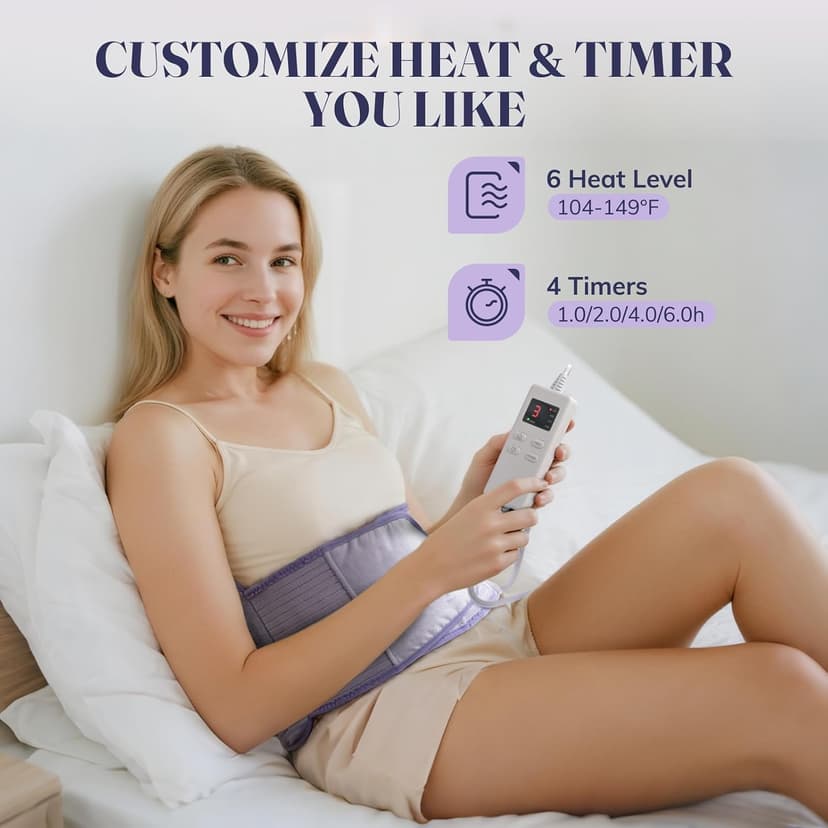 6 Heat Levels, 4 Timers, Moist Heat Pad for Neck Shoulder Abdomen Back, Ideal Gifts for Women Christmas Gift for Mom & Women, Heating Pad for Period Cramps & Back Pain B0FKYN2994