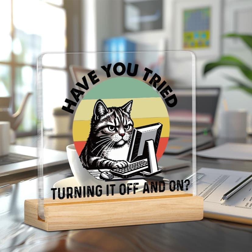 Funny Tech Guys Office Decor, Humorous Gifts for IT Team Technical Tech Guys Engineers Programmer, Technician Gifts Engineer Gift Acrylic Plaque Sign Office Desk Decor B0FRS4VC62