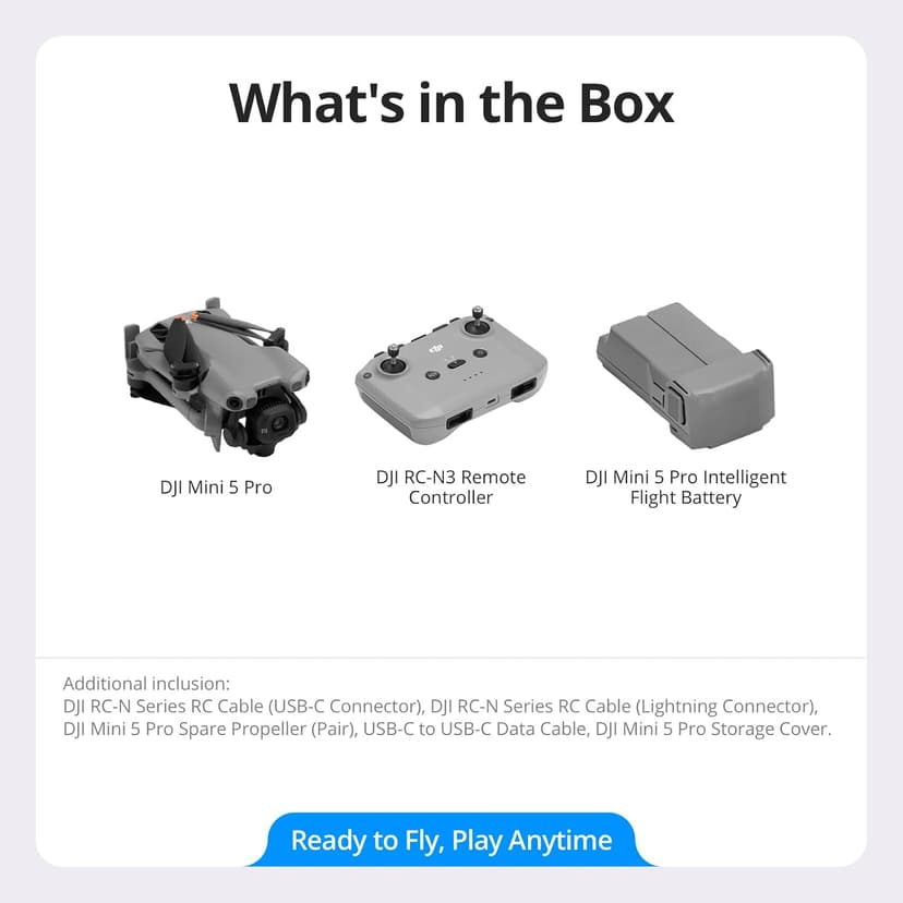 DJI Mini 5 Pro, Ultra-Light & Foldable Drone with Camera, 1-Inch CMOS, Omnidirectional Obstacle Sensing, ActiveTrack 360°, 225° Gimbal Rotation, 20km Transmission, 4K Drone for Beginners