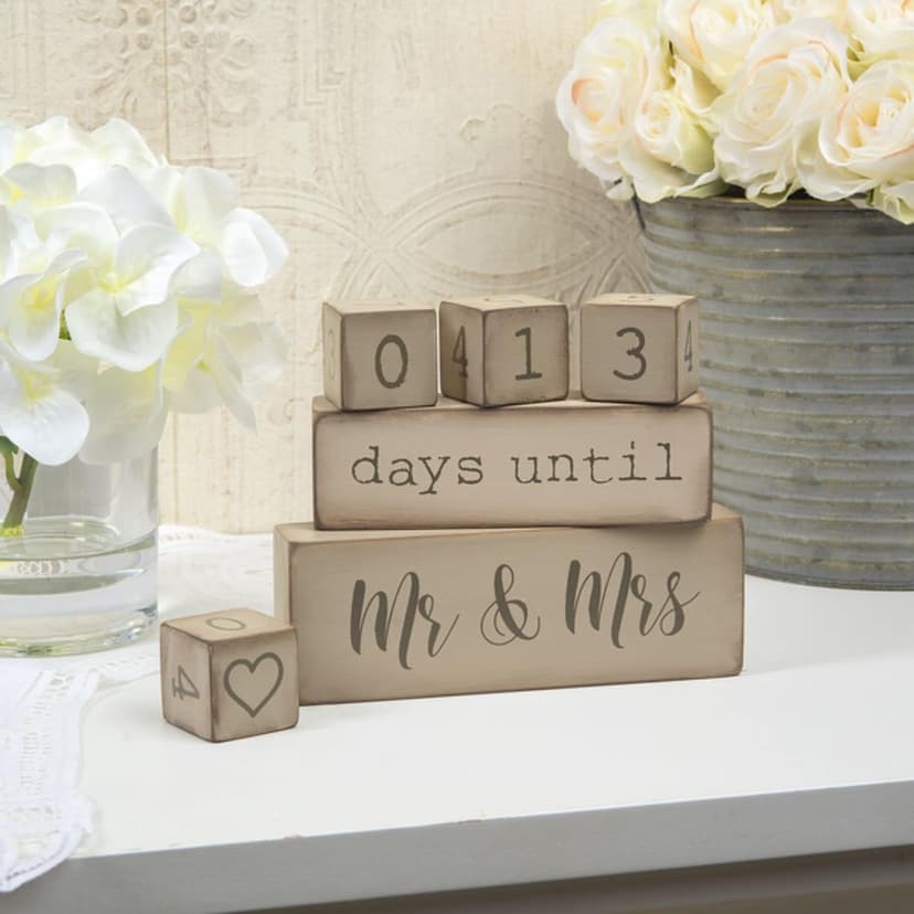 Ganz 6 Piece Wooden Block Wedding Day Countdown Calendar
