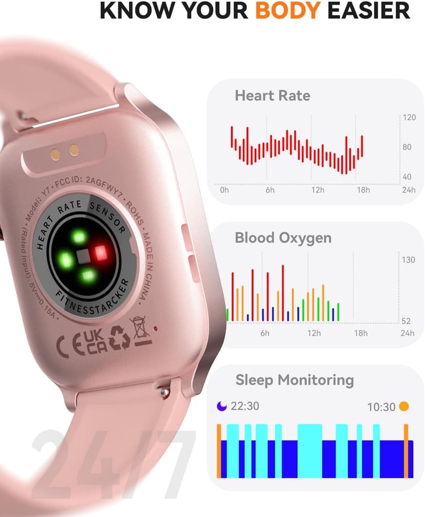 Smart Watches for Women Men, Fitness Tracker Watch with 110 Sports Modes, Step Counter/Sleep Monitor/Pedometer, IP68 Waterproof, Bluetooth Call & Music Control Smartwatch for iPhone/Android