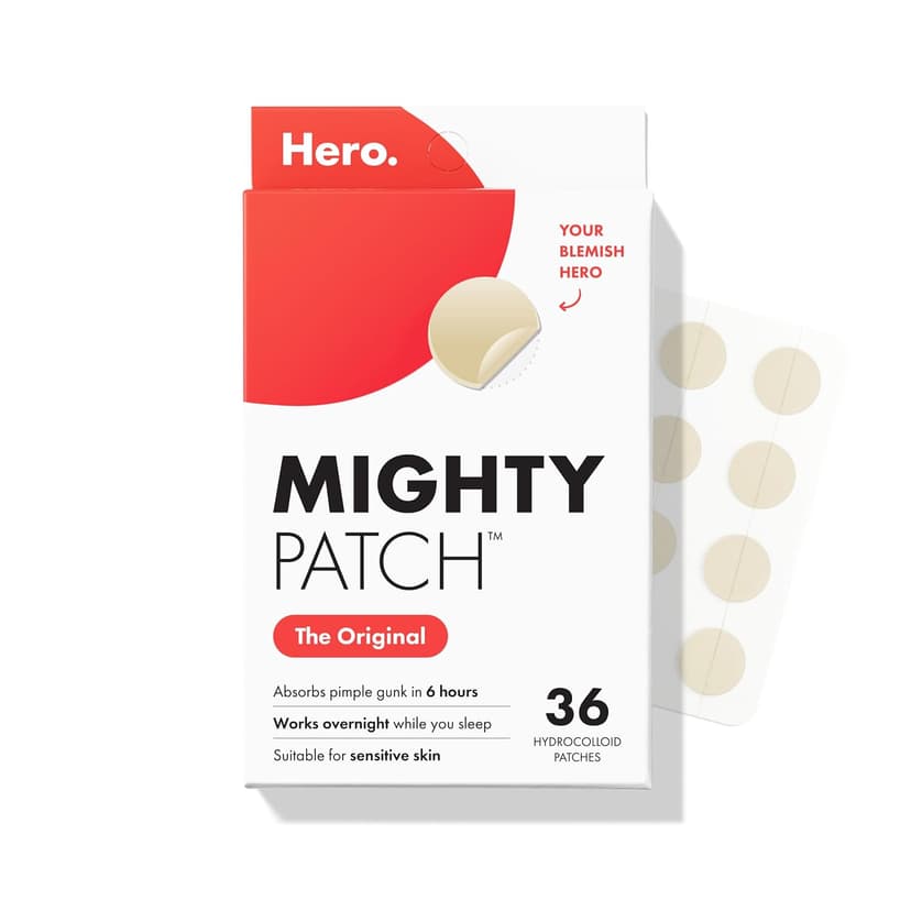 #1 Hydrocolloid Acne Patches, Shrinking Zits & Whiteheads in 1 Use, Spot Treatment, Pimple Stickers for Face Mighty Patch Hero Cosmetics Original Nighttime Acne Pimple Patches, 36 Ct B074PVTPBW