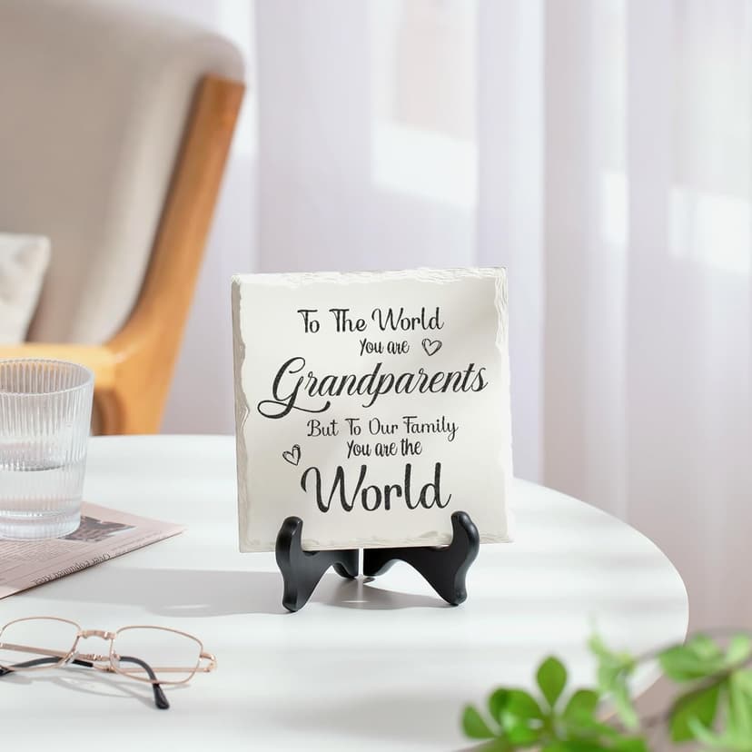 LukieJac Grandparents Gifts from Grandkids Ceramic Plaque for Grandpa & Grandma Gift Ideas Home Decor, Thanksgiving, Christmas, New Year, Grandparents Day, Wedding Anniversary and Birthday Gifts