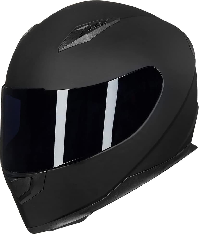 ILM Full Face Motorcycle Street Bike Helmet with Removable Winter Neck Scarf + 2 Visors DOT Model ILM-313 (L, Matte Black)