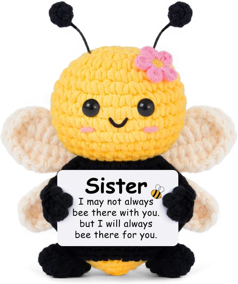 Sister Birthday Gifts, Sister Gifts from Sisters Brother, My Forever Soul Sisters Birthday Valentines Mothers Day Christmas, Mini Crochet Bee Affirmation Support Presents, Cute Handmade Knitted Gift B0F99NHXJ7