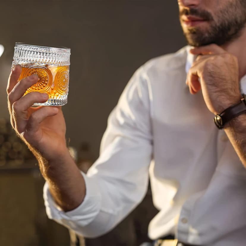 Whiskey Glass, 9 Oz No-lead Crystal Rotating Japanese Whisky Tumbler, gift box for Scotch,Bourbon,Vodka,whiskey etc, for Parties, Bars, Restaurants and Families etc