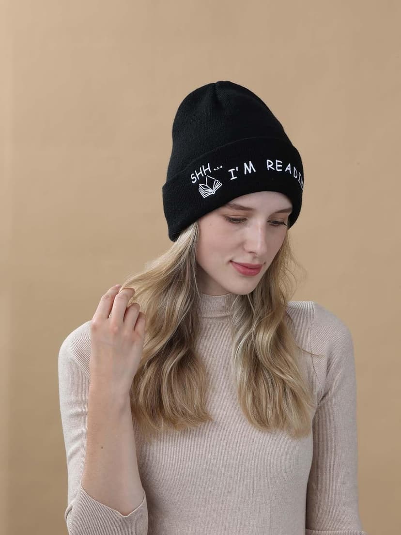 Book Lovers Gifts Hat Beanie for Women Men Reading Embroidered for Readers Bookish Book Club Librarians Bookworms Stuffers