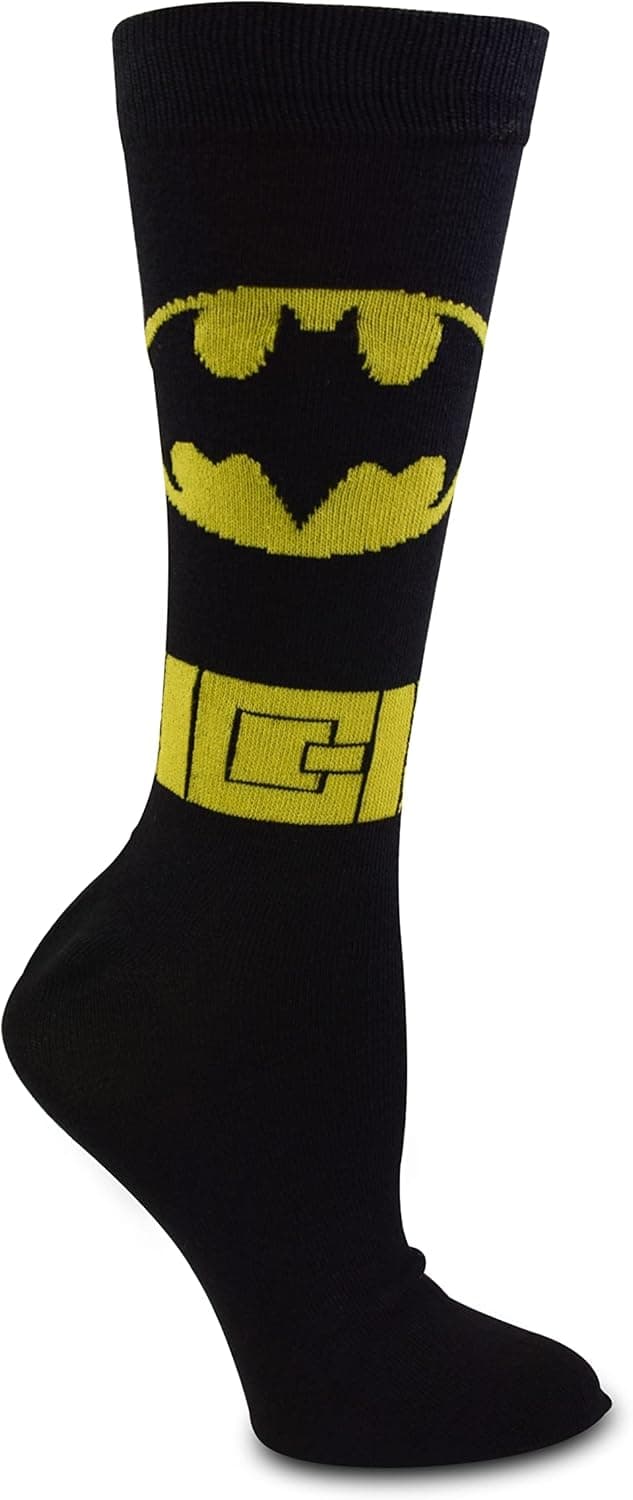 Hyp Batman DC Comics 89 Casual Crew Socks 2 Pack Black Large Unisex-Adults Batman Fans, Halloween Enthusiasts, All Ages