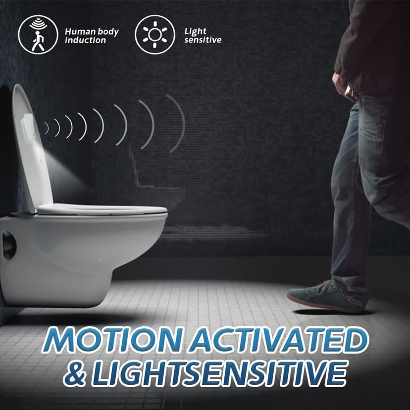 OriGlam Motion Sensor Toilet Night Light, Motion Sensor Light for Bowls, Motion Activated Toilet Night Light, Novelty Light for Bathroom Fun Gifts Bathroom Accessory