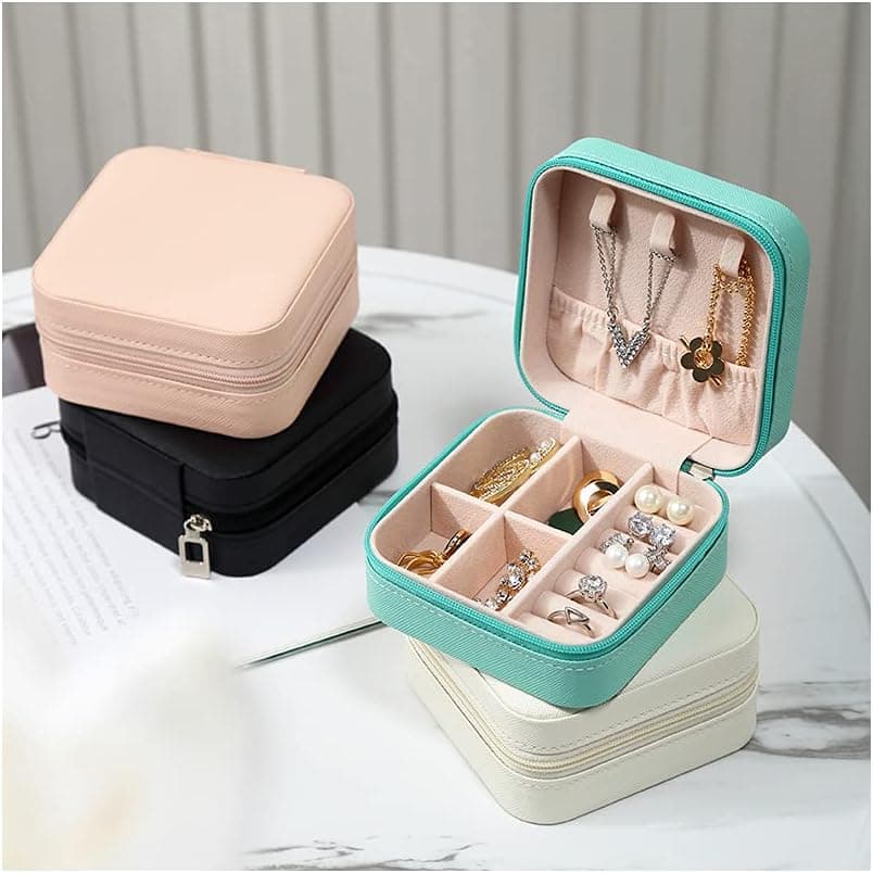 TRODANCE Mini Jewelry Travel Case, Small Portable Jewellry Organizer Box Portable Display Storage Box for Rings Earrings Necklaces, Gifts for Girl, Women, Wedding, Birthday, Mom, Mother's Day (Blue) B09631PYPT