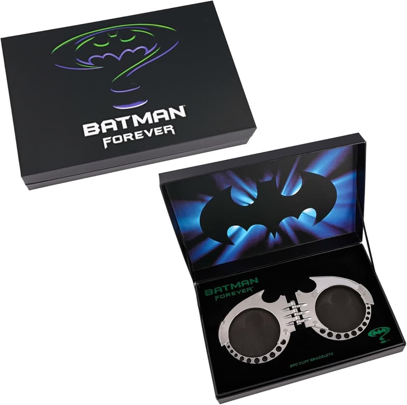 SalesOne DC Batman Forever Bat Cuffs Bracelet Replica Collector's Box Set | Jewelry For Cosplay, Display, and Everyday Wear