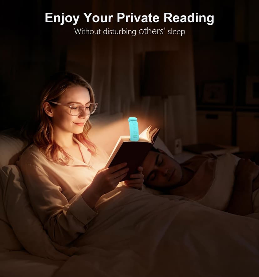 Gritin Reading Light, Rechargeable Book Light for Reading in Bed - Eye Caring 3 Color Temperatures, 5-Level Dimmable Brightness, Long Lasting, Compact Size Clip on Book Lamp for Bookworms-Blue