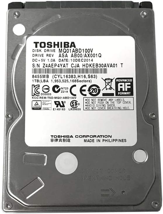 Toshiba 1TB 5400RPM 8MB Cache SATA 3.0Gb/s 2.5 inch Notebook Hard Drive (MQ01ABD100V) - 1 Year Warranty,Usb