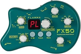 FLAMMA FX50 Practice Guitar Pedal Multi Effects Pedal Mini Portable with 40 Drum Rhythms15 Effects 32 Patches Tuner Function Support Both Corded and Battery Powered
