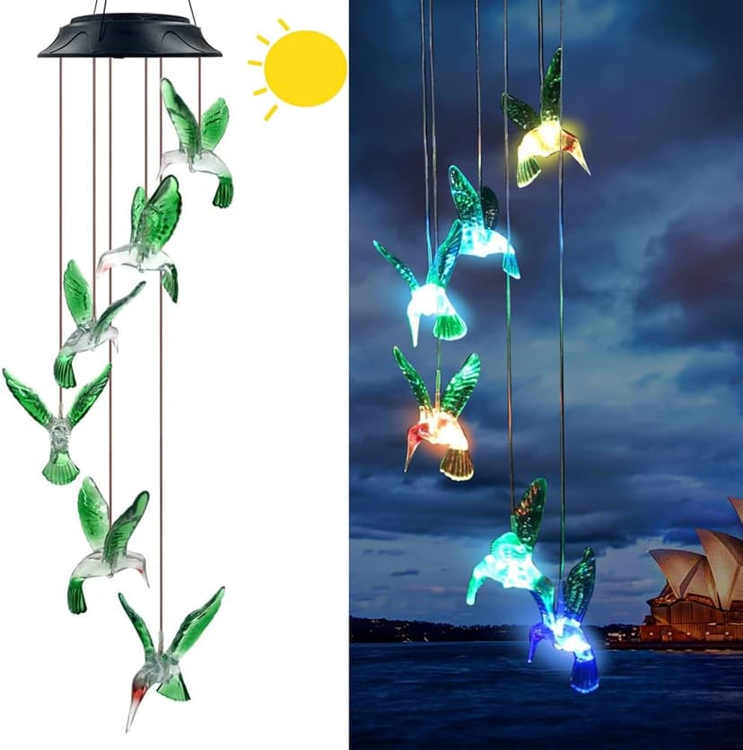 Hummingbird Solar Chimes,Unique Birthday Gifts for Women/Mom/Grandma,Best Idears Grardening B07TLHZJ31