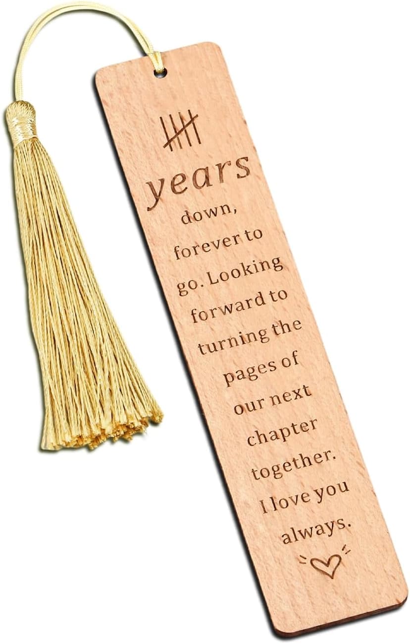 5 Year Anniversary Wood Gift for Him Her, Wooden Bookmark 5th Anniversary Wooden Gifts for Wife Husband, 5 Year Marriage Gifts Anniversary for Couple, Fifth Anniversary Valentines Gifts for Women Men